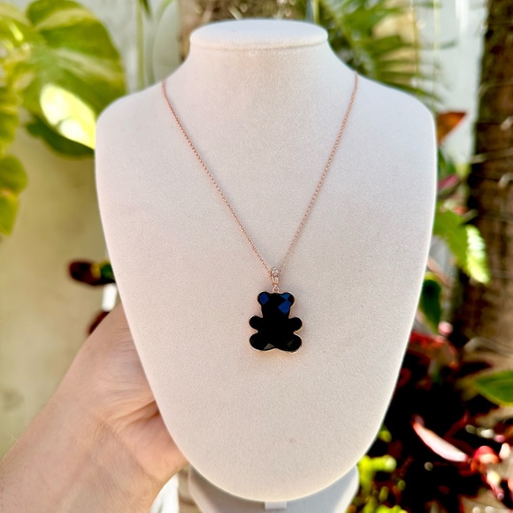Black Crystal Bear Necklace - Picture 6 of 8